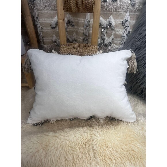 Vintage Moroccan Wedding Blanket Pillow Handira Throw Cushion 03YS00805 - Picture 6 of 6
